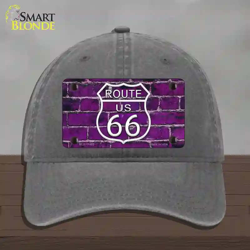 HAT08-MLP-11460 Route 66 Purple Brick Wall Novelty License Plate Hat, Unconstructed Cotton - Charcoal