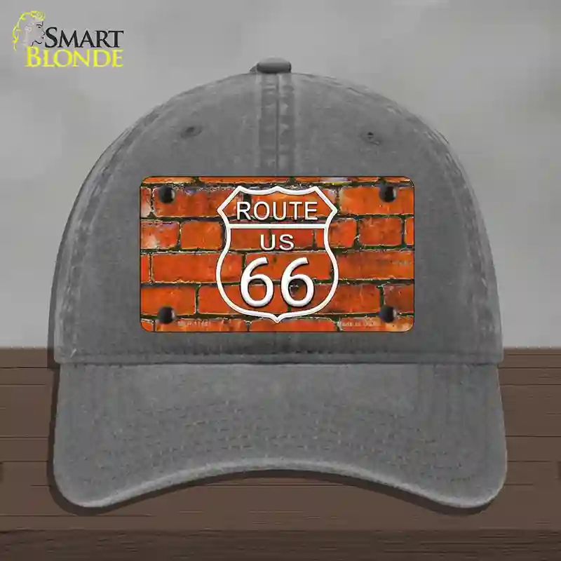 HAT08-MLP-11461 Route 66 Orange Brick Wall Novelty License Plate Hat, Unconstructed Cotton - Charcoal