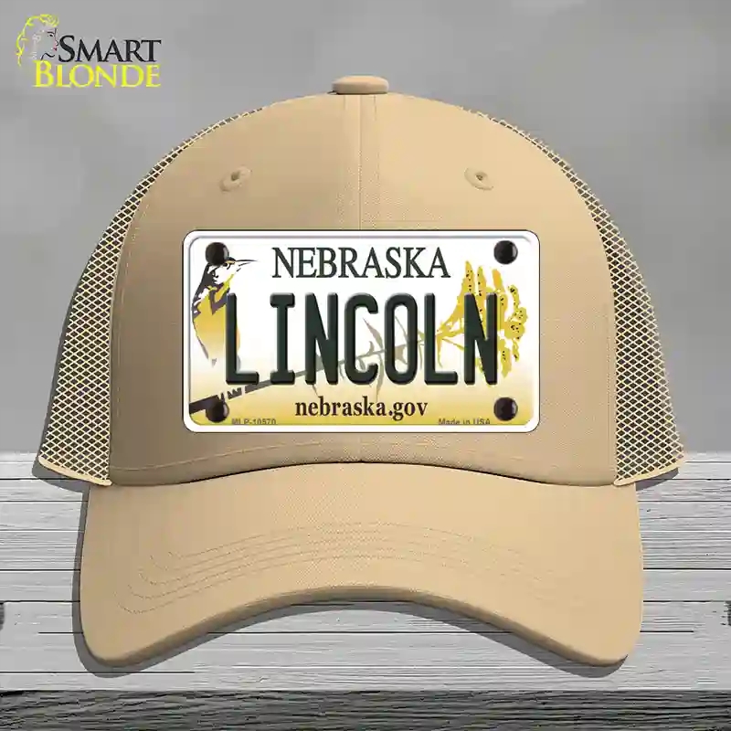 HAT15-MLP-10570 Lincoln Nebraska Novelty License Plate Hat, Mesh - Khaki