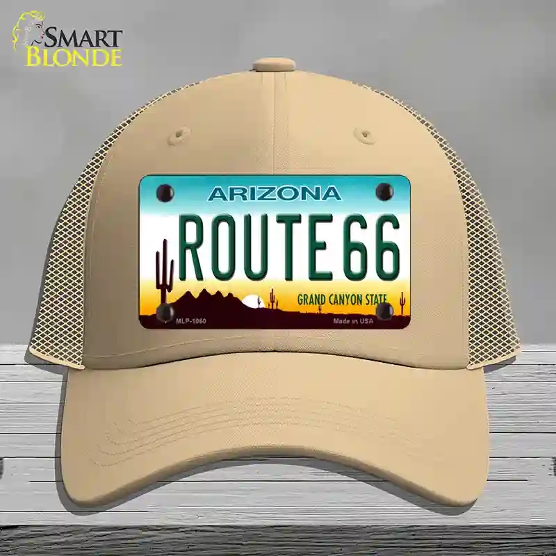 HAT15-MLP-1060 Route 66 Arizona Novelty License Plate Hat, Mesh - Khaki