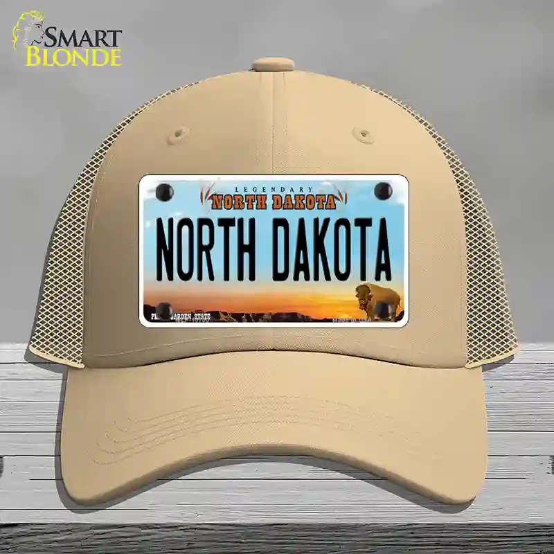 HAT15-MLP-10700 North Dakota Legendary Novelty License Plate Hat, Mesh - Khaki