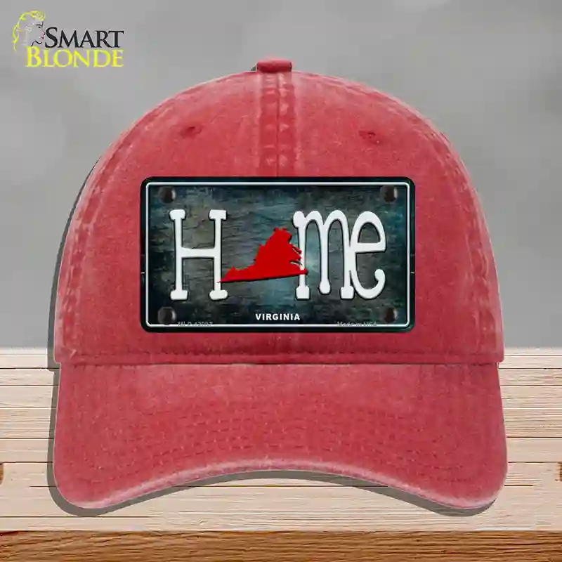 HAT13-MLP-12037 Virginia Home State Outline Novelty License Plate Hat, Unconstructed Cotton - Red
