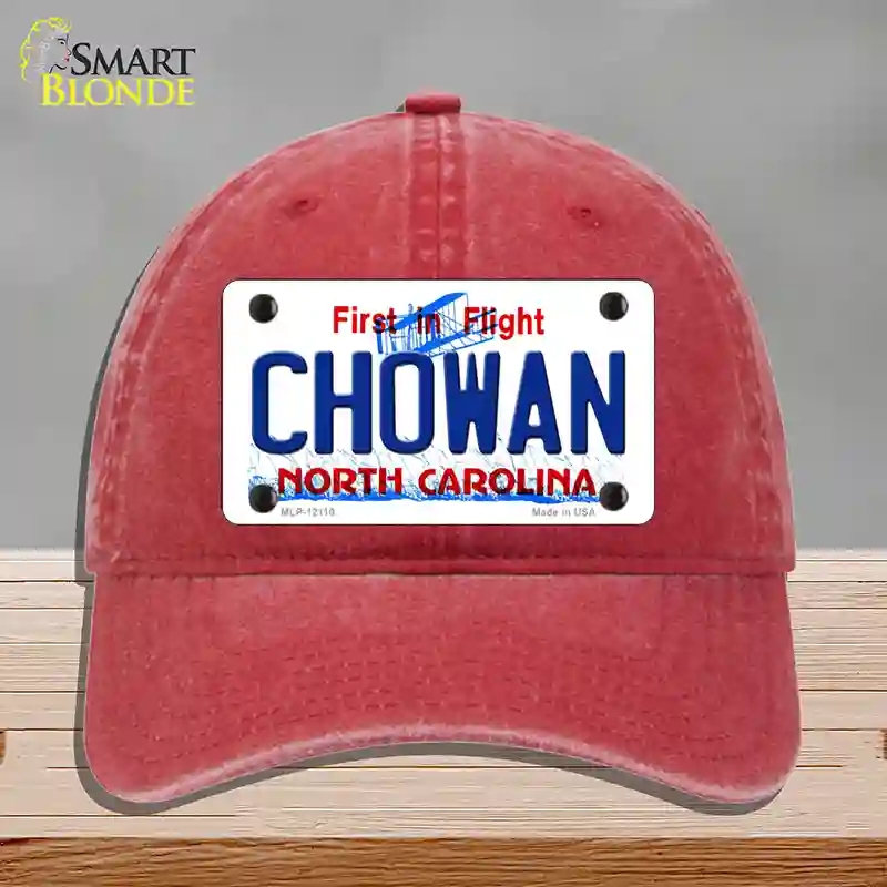 HAT13-MLP-12110 Chowan North Carolina State Novelty License Plate Hat, Unconstructed Cotton - Red