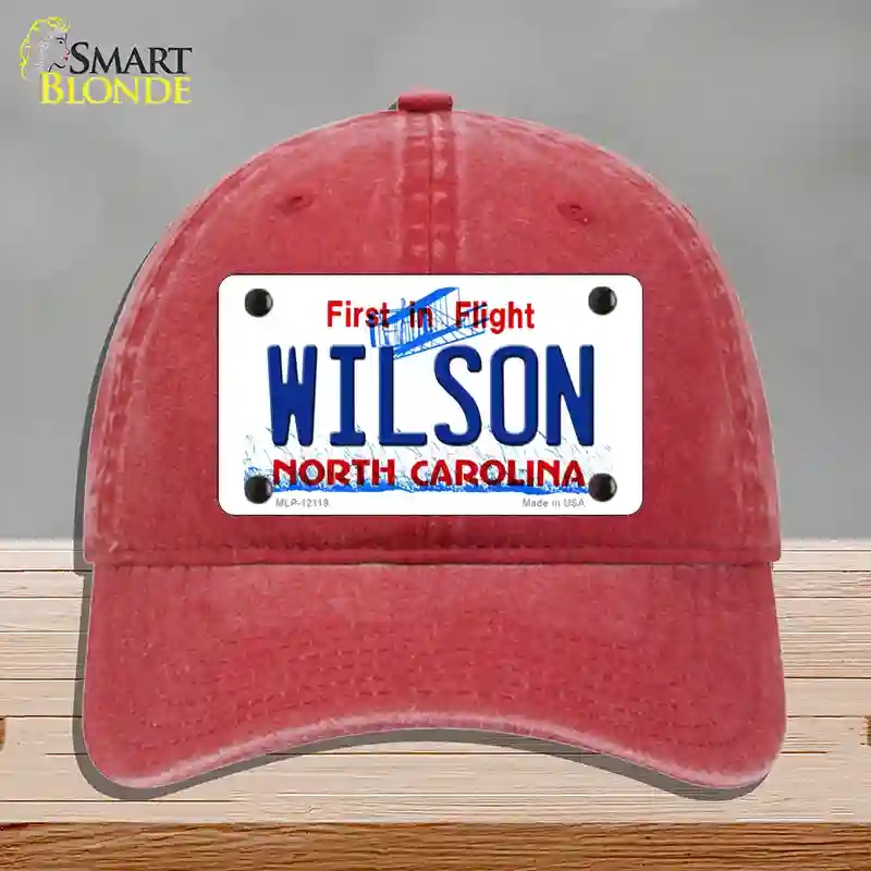 HAT13-MLP-12119 Wilson North Carolina Flight Novelty License Plate Hat, Unconstructed Cotton - Red