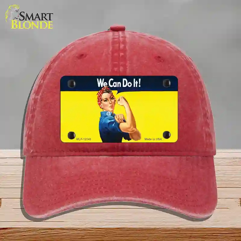 HAT13-MLP-12140 We Can Do It Novelty License Plate Hat, Unconstructed Cotton - Red