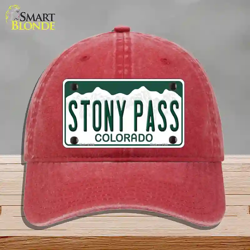 HAT13-MLP-12152 Stony Pass Colorado Novelty License Plate Hat, Unconstructed Cotton - Red