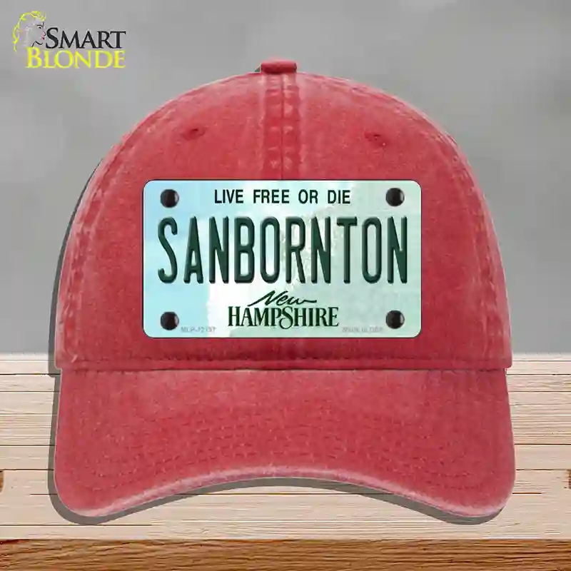 HAT13-MLP-12197 Sanbornton   Hampshire Novelty License Plate Hat, Unconstructed Cotton - Red