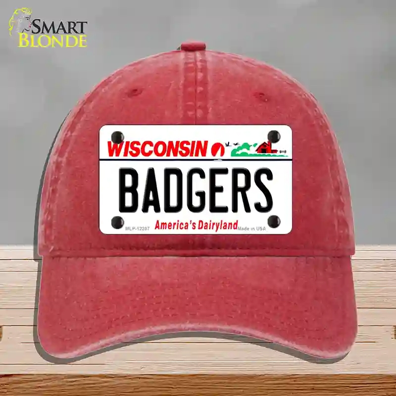 HAT13-MLP-12207 decalrs Wisconsin Novelty License Plate Hat, Unconstructed Cotton - Red