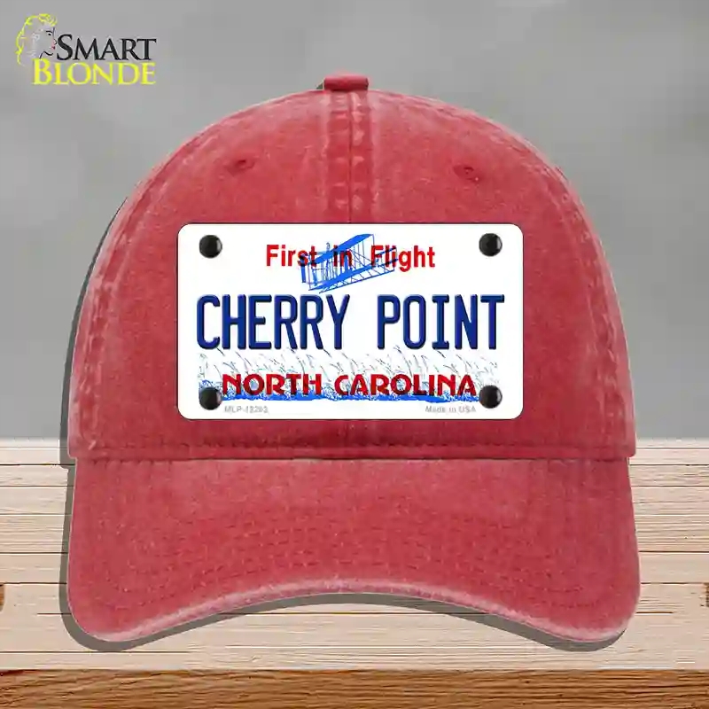 HAT13-MLP-12293 North Carolina Cherry Point Novelty License Plate Hat, Unconstructed Cotton - Red