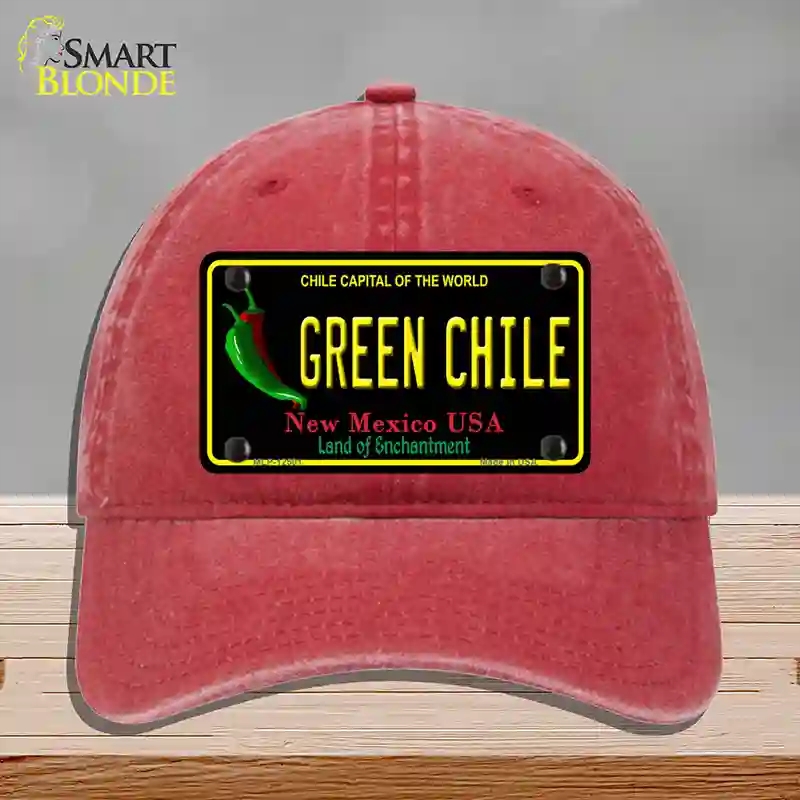 HAT13-MLP-12501 Green Chile   Mexico Black Novelty License Plate Hat, Unconstructed Cotton - Red