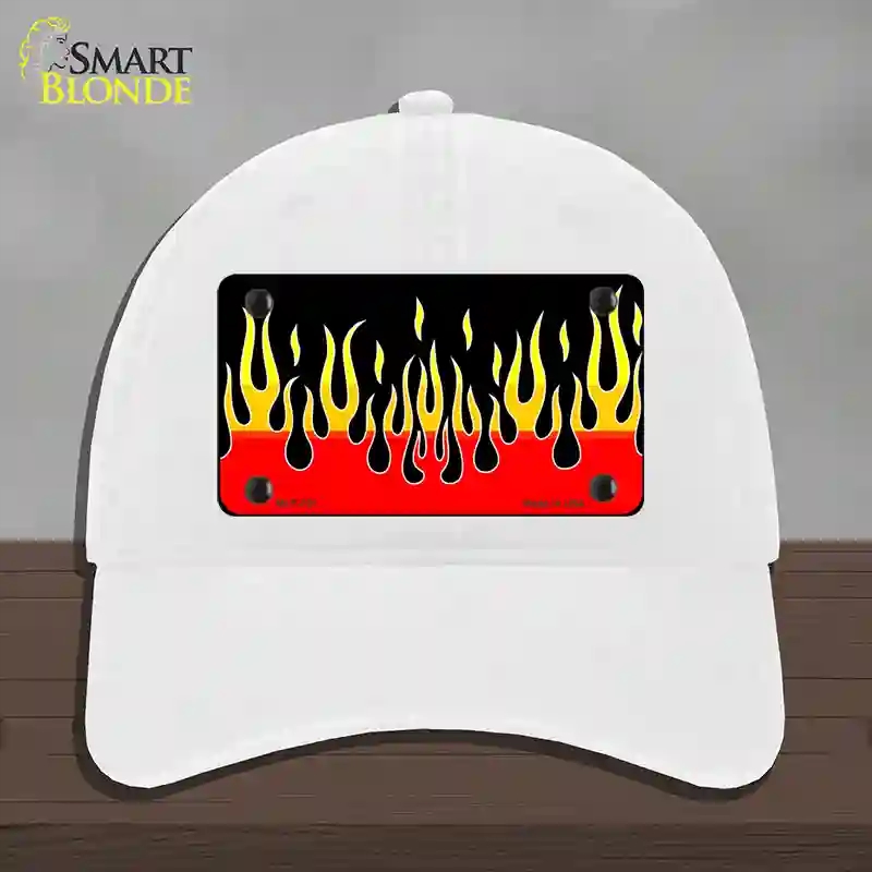 HAT14-MLP-021 Flames Novelty License Plate Hat, Unconstructed Cotton - White