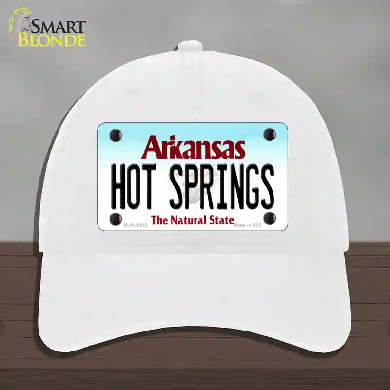 HAT14-MLP-10032 Hot Springs Arkansas Novelty License Plate Hat, Unconstructed Cotton - White