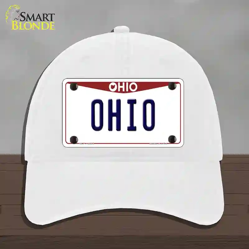 HAT14-MLP-10065 Ohio Maroon Novelty License Plate Hat, Unconstructed Cotton - White