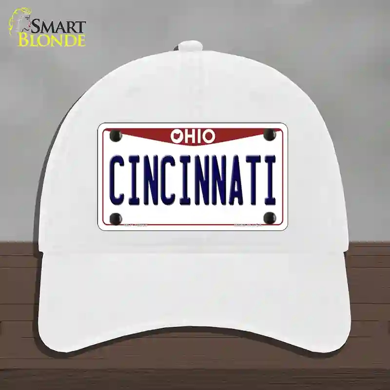 HAT14-MLP-10068 Cincinnati Ohio Novelty License Plate Hat, Unconstructed Cotton - White