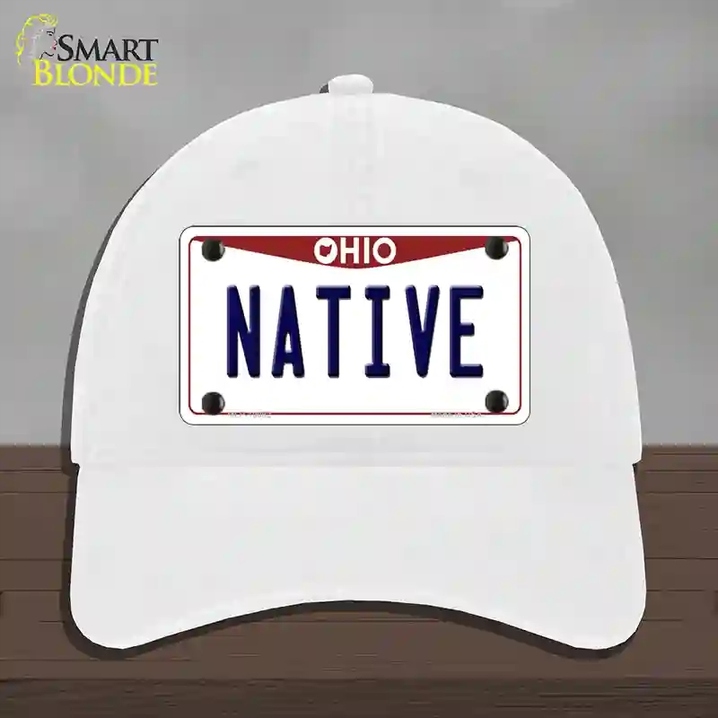 HAT14-MLP-10092 Native Ohio Novelty License Plate Hat, Unconstructed Cotton - White