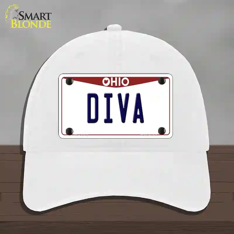HAT14-MLP-10102 Diva Ohio Novelty License Plate Hat, Unconstructed Cotton - White