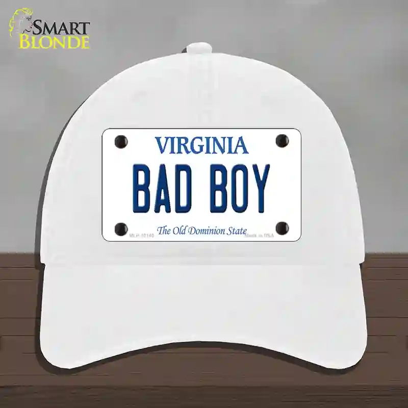 HAT14-MLP-10140 Bad Boy Virginia Novelty License Plate Hat, Unconstructed Cotton - White
