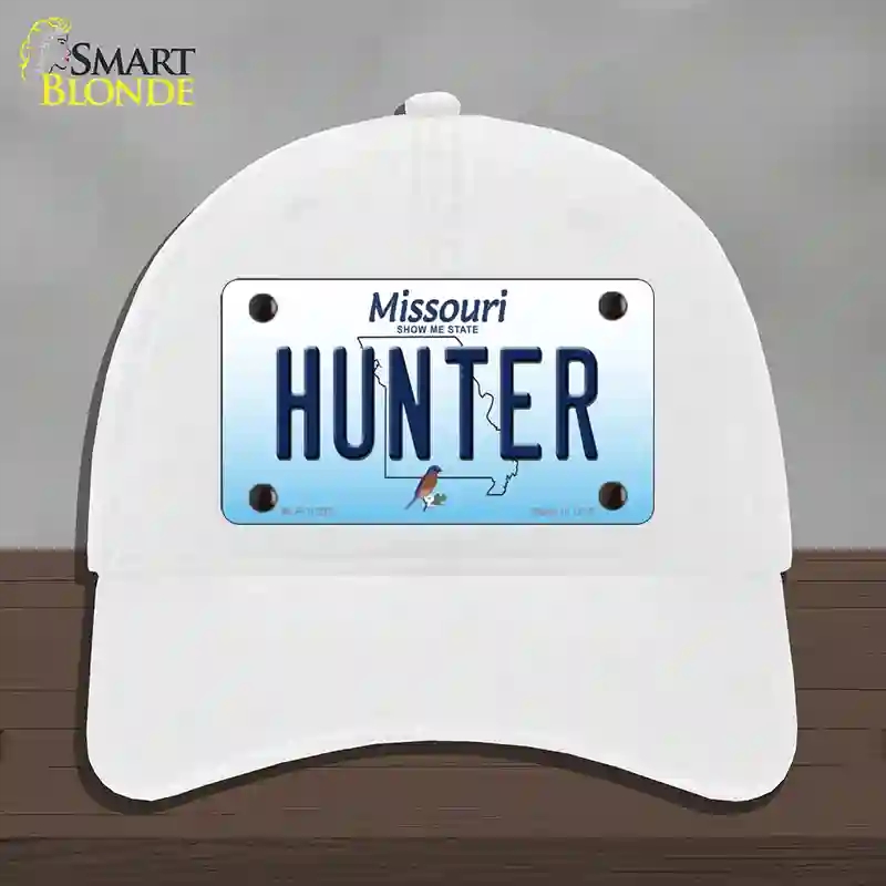 HAT14-MLP-10272 Hunter Missouri Novelty License Plate Hat, Unconstructed Cotton - White