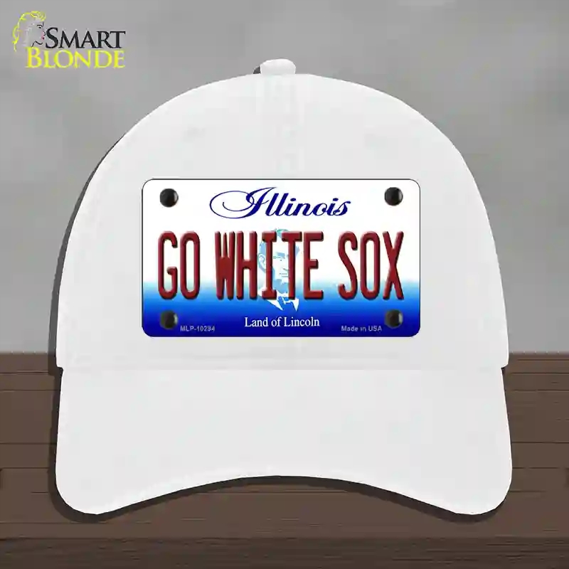 HAT14-MLP-10294 Go White Sox Illinois Novelty License Plate Hat, Unconstructed Cotton - White