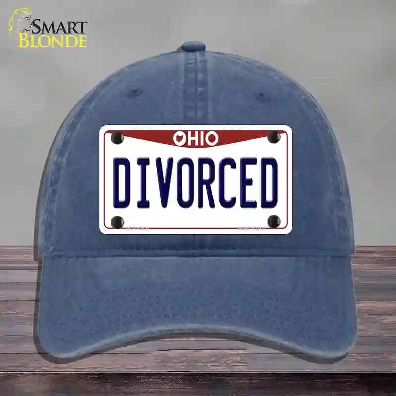 HAT11-MLP-10103 Divorced Ohio Novelty License Plate Hat, Unconstructed Cotton - Navy