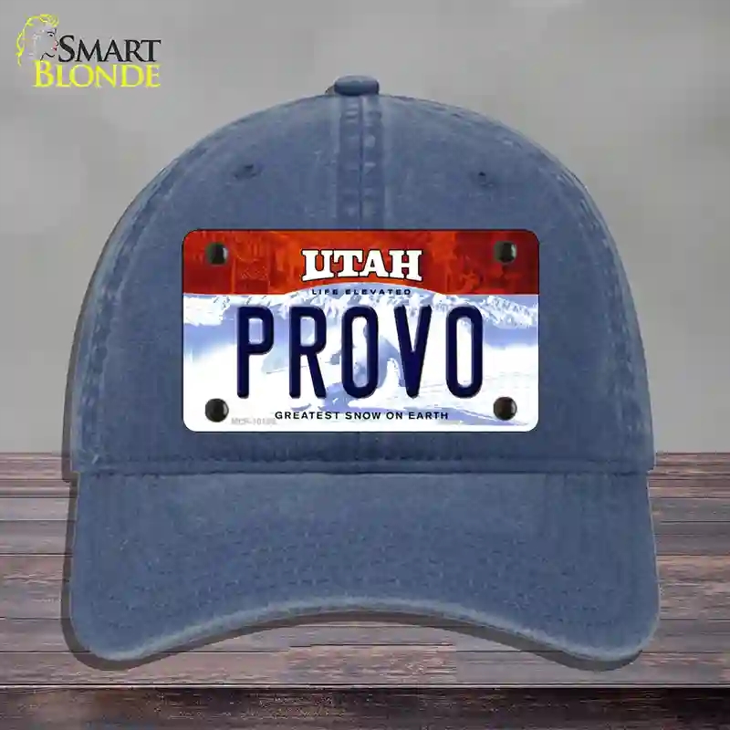 HAT11-MLP-10188 Provo Utah Novelty License Plate Hat, Unconstructed Cotton - Navy