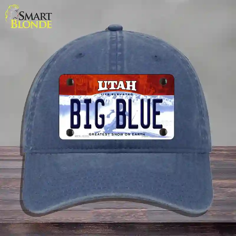 HAT11-MLP-10202 Big Blue Utah Novelty License Plate Hat, Unconstructed Cotton - Navy