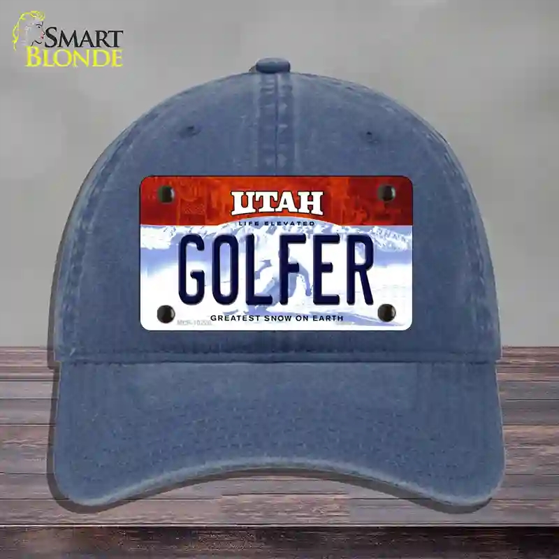 HAT11-MLP-10220 Golfer Utah Novelty License Plate Hat, Unconstructed Cotton - Navy