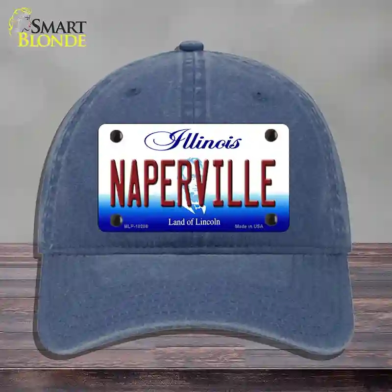 HAT11-MLP-10286 Naperville Illinois Novelty License Plate Hat, Unconstructed Cotton - Navy