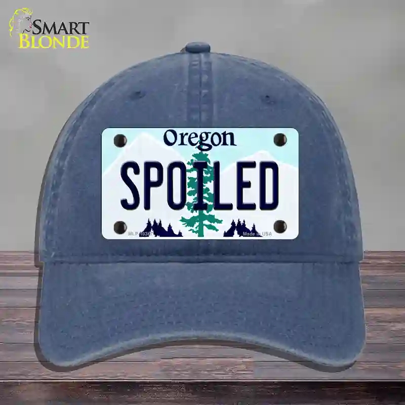 HAT11-MLP-10367 Spoiled Oregon Novelty License Plate Hat, Unconstructed Cotton - Navy
