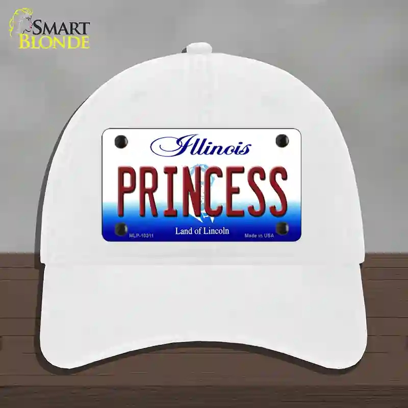 HAT14-MLP-10311 Princess Illinois Novelty License Plate Hat, Unconstructed Cotton - White