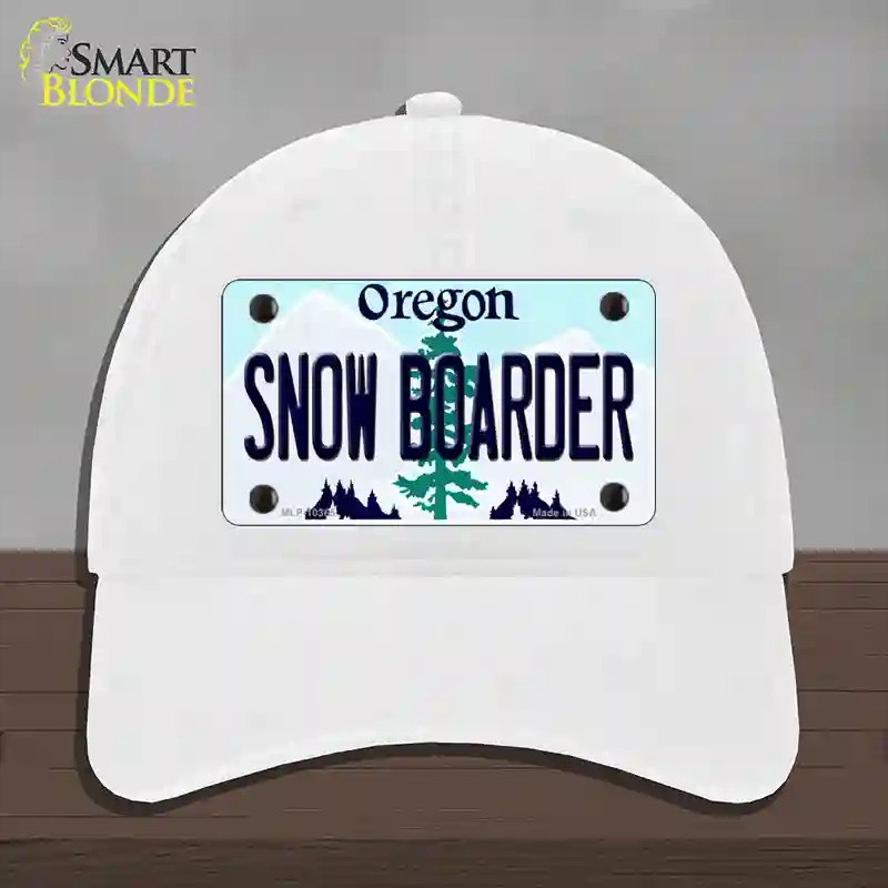 HAT14-MLP-10365 Snow Boarder Oregon Novelty License Plate Hat, Unconstructed Cotton - White