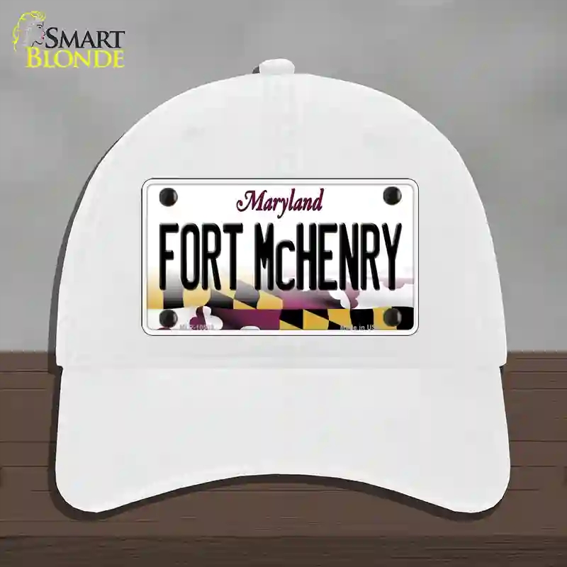 HAT14-MLP-10509 Fort McHenry Maryland Novelty License Plate Hat, Unconstructed Cotton - White