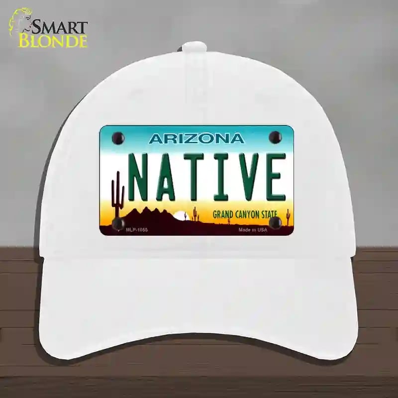 HAT14-MLP-1055 Native Arizona Novelty License Plate Hat, Unconstructed Cotton - White