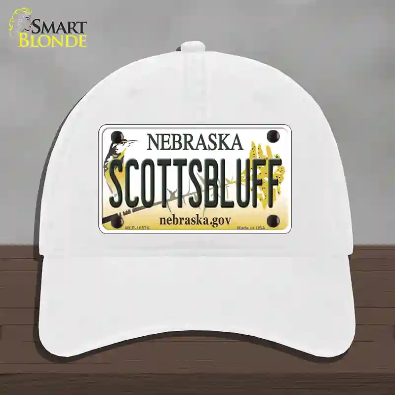 HAT14-MLP-10576 Scottsbluff Nebraska Novelty License Plate Hat, Unconstructed Cotton - White