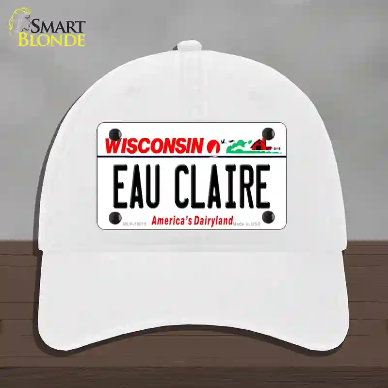 HAT14-MLP-10615 Eau Claire Wisconsin Novelty License Plate Hat, Unconstructed Cotton - White