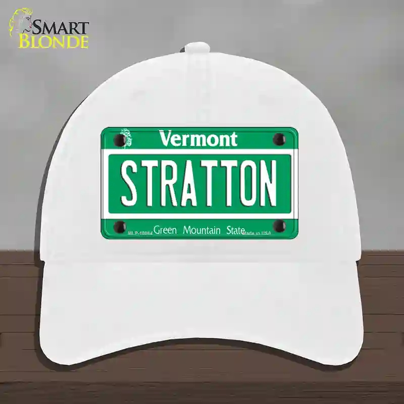 HAT14-MLP-10664 Stratton Vermont Novelty License Plate Hat, Unconstructed Cotton - White