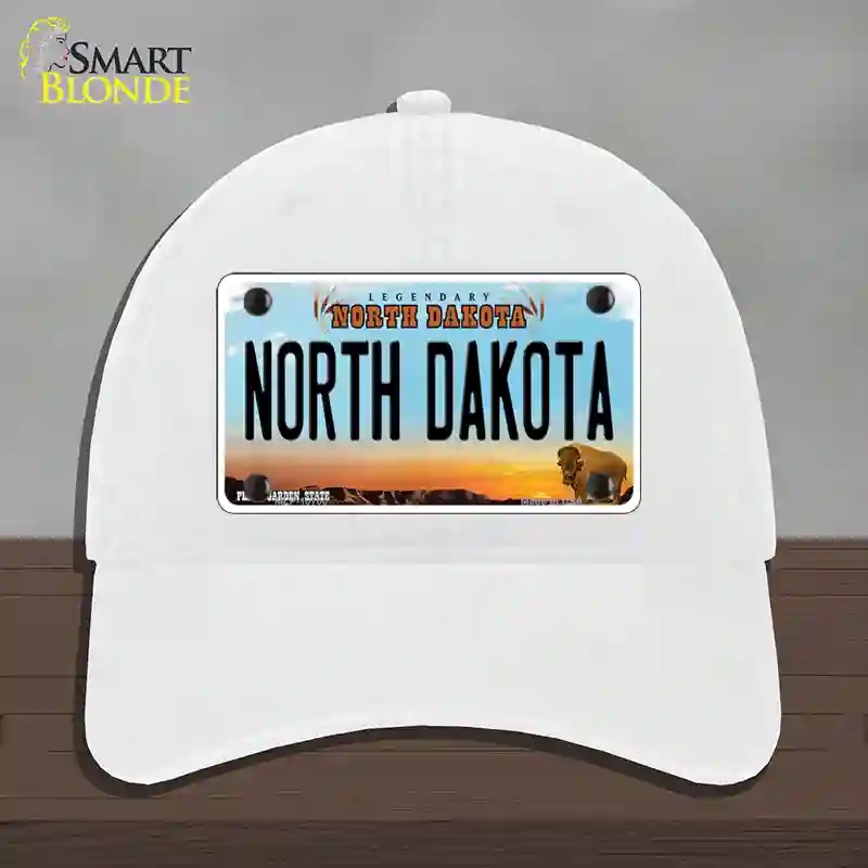 HAT14-MLP-10700 North Dakota Legendary Novelty License Plate Hat, Unconstructed Cotton - White