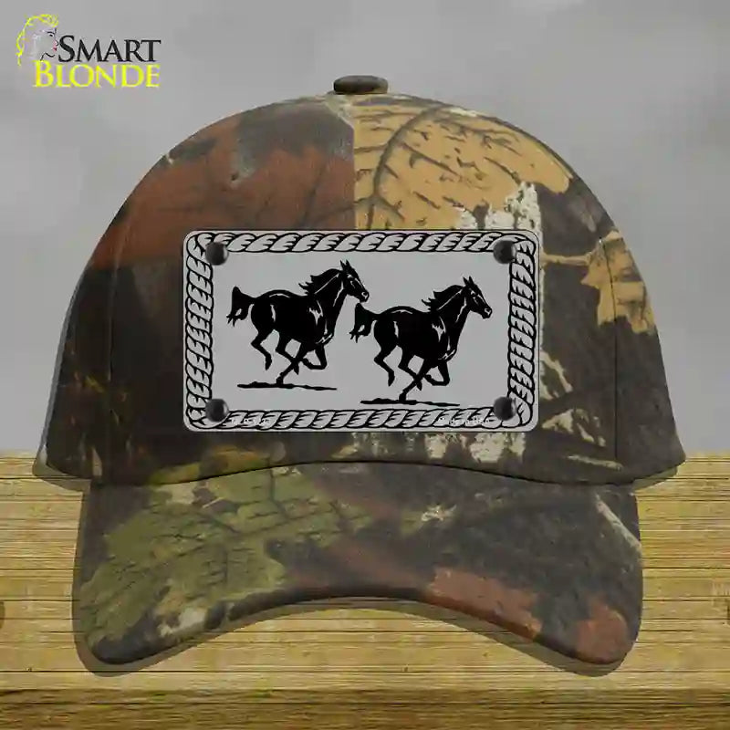 HAT06-MLP-1233 Two Running Horses Novelty License Plate Hat, Cotton - Camouflage
