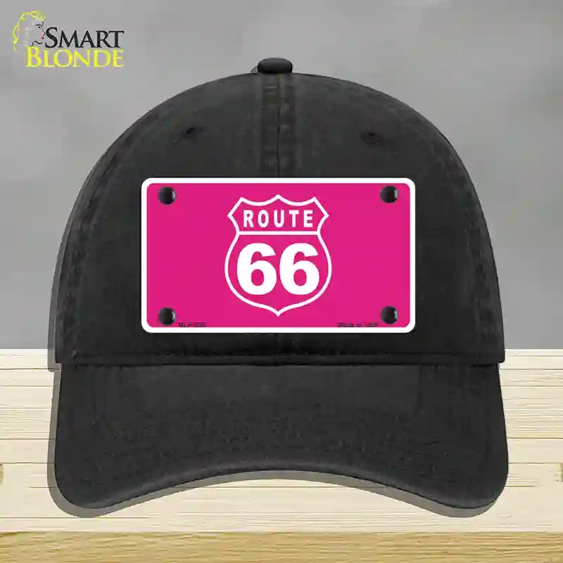 HAT07-MLP-025 US Route 66 Pink Novelty License Plate Hat, Unconstructed Cotton - Black