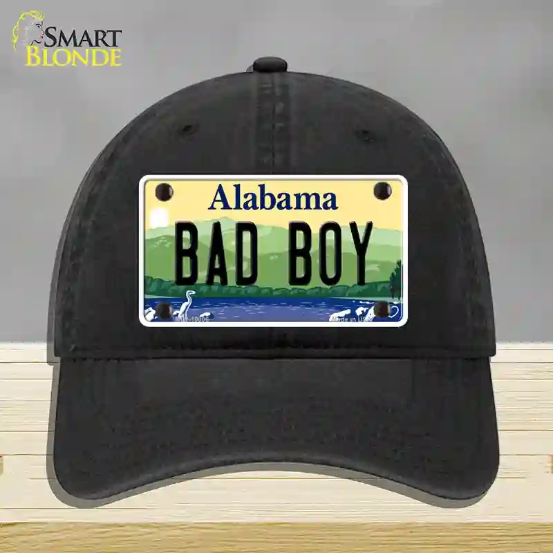 HAT07-MLP-10006 Bad Boy Alabama Novelty License Plate Hat, Unconstructed Cotton - Black