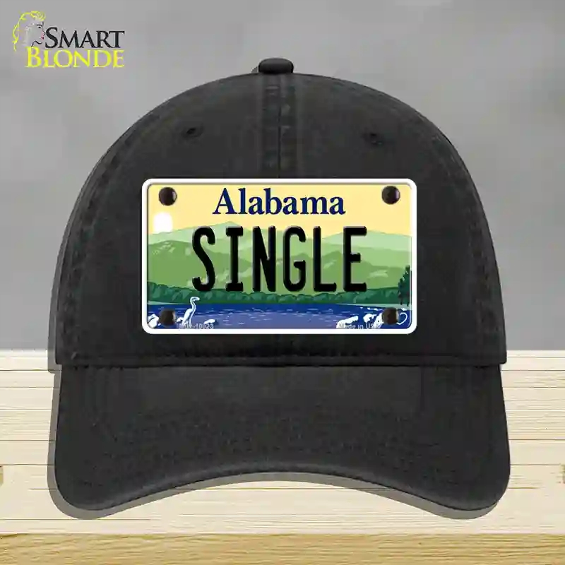 HAT07-MLP-10023 Single Alabama Novelty License Plate Hat, Unconstructed Cotton - Black