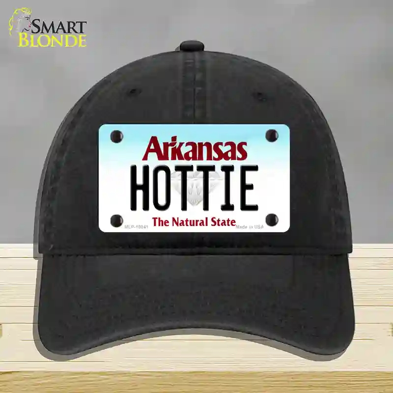 HAT07-MLP-10041 Hottie Arkansas Novelty License Plate Hat, Unconstructed Cotton - Black