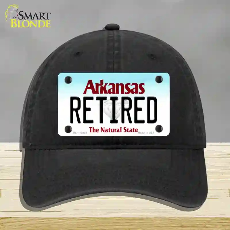 HAT07-MLP-10044 Retired Arkansas Novelty License Plate Hat, Unconstructed Cotton - Black