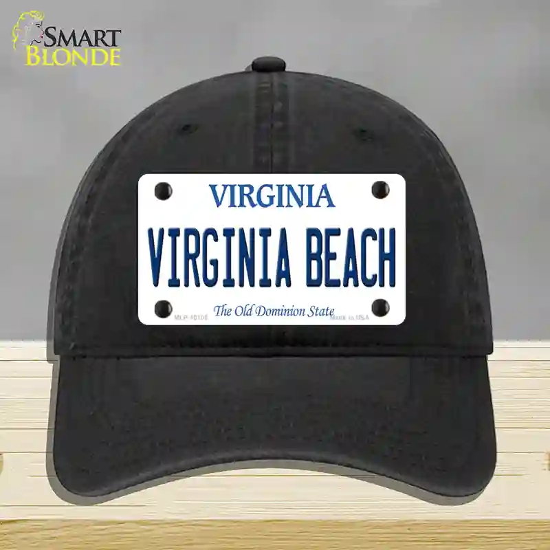 HAT07-MLP-10105 Virginia Beach Novelty License Plate Hat, Unconstructed Cotton - Black
