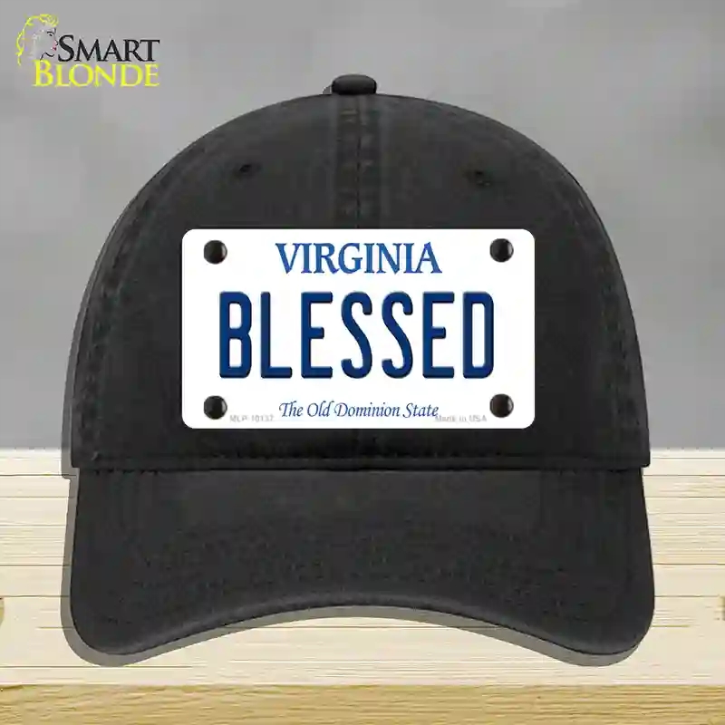HAT07-MLP-10137 Blessed Virginia Novelty License Plate Hat, Unconstructed Cotton - Black