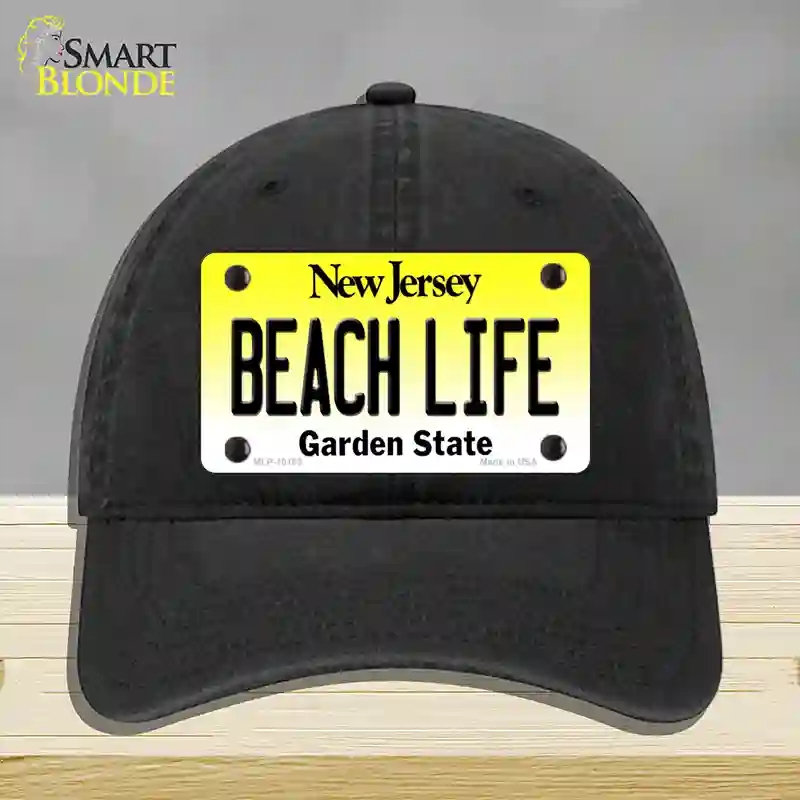HAT07-MLP-10183 Beach Life   Jersey Novelty License Plate Hat, Unconstructed Cotton - Black