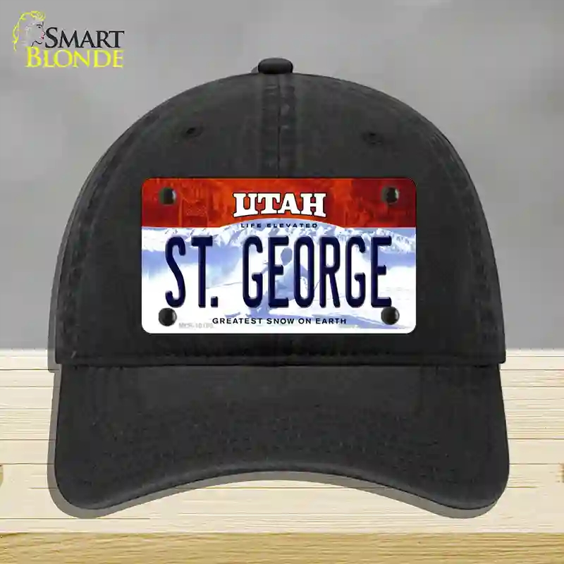 HAT07-MLP-10190 St George Utah Novelty License Plate Hat, Unconstructed Cotton - Black