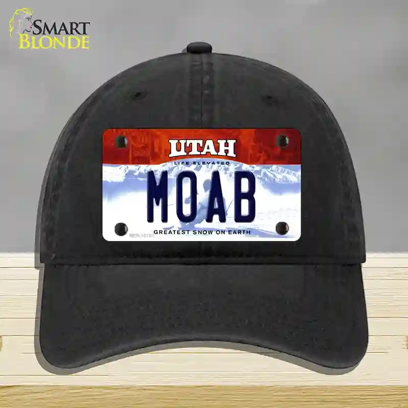 HAT07-MLP-10191 Moab Utah Novelty License Plate Hat, Unconstructed Cotton - Black