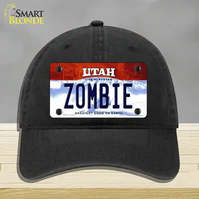 HAT07-MLP-10209 Zombie Utah Novelty License Plate Hat, Unconstructed Cotton - Black