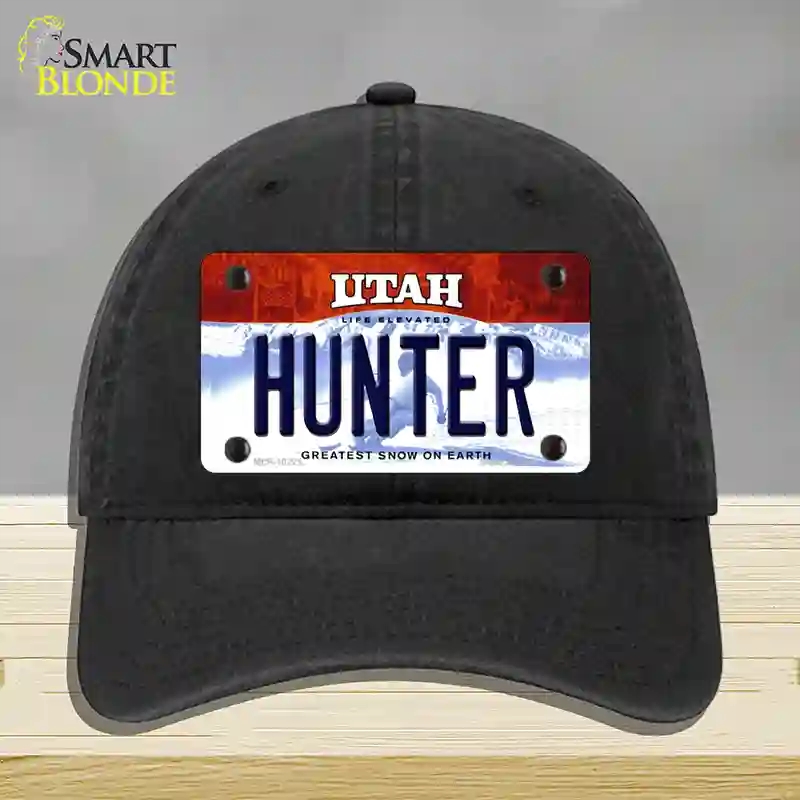 HAT07-MLP-10221 Hunter Utah Novelty License Plate Hat, Unconstructed Cotton - Black